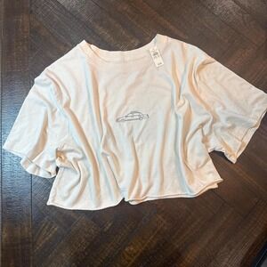 Offline by Aerie Taxi Graphic Cropped Tee Cream XXL NWT Oversized